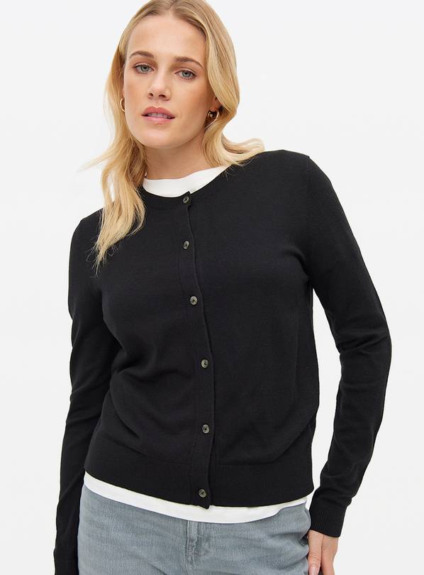 Black Soft Touch Crew Neck Cardigan 10