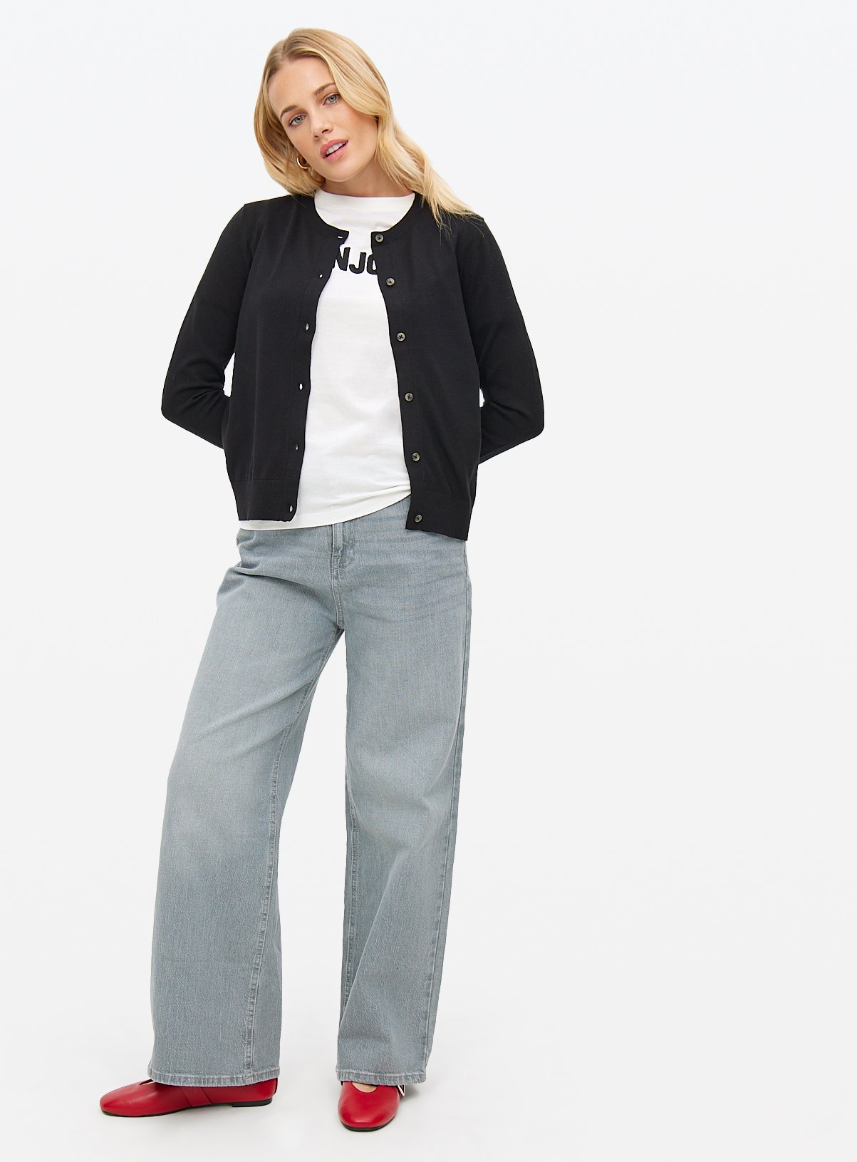 Black Soft Touch Crew Neck Cardigan 18 - Image 2 thumbnail