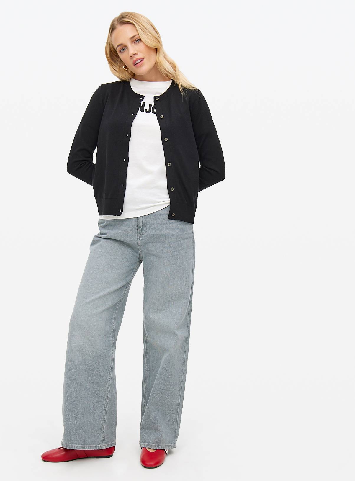 Black Soft Touch Crew Neck Cardigan 18 - Image 2