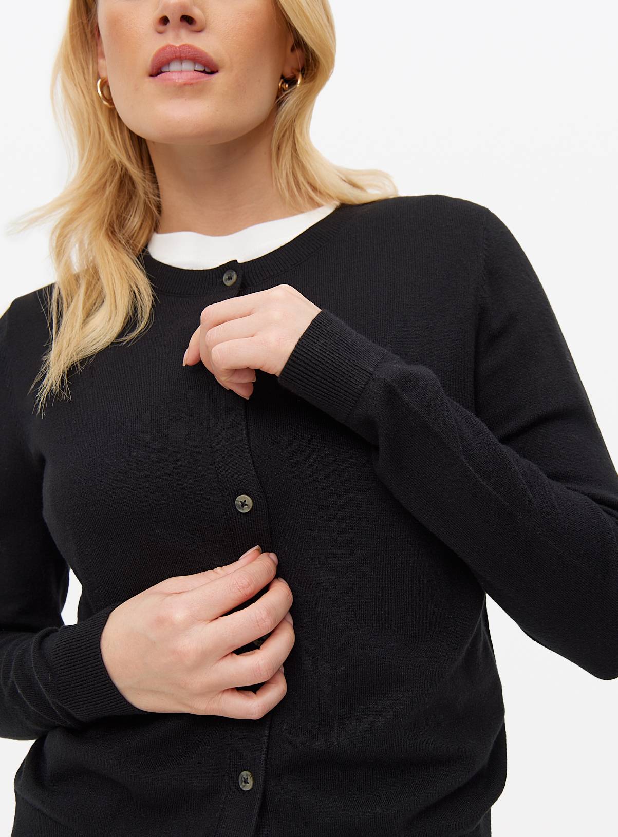 Black Soft Touch Crew Neck Cardigan 18 - Image 3