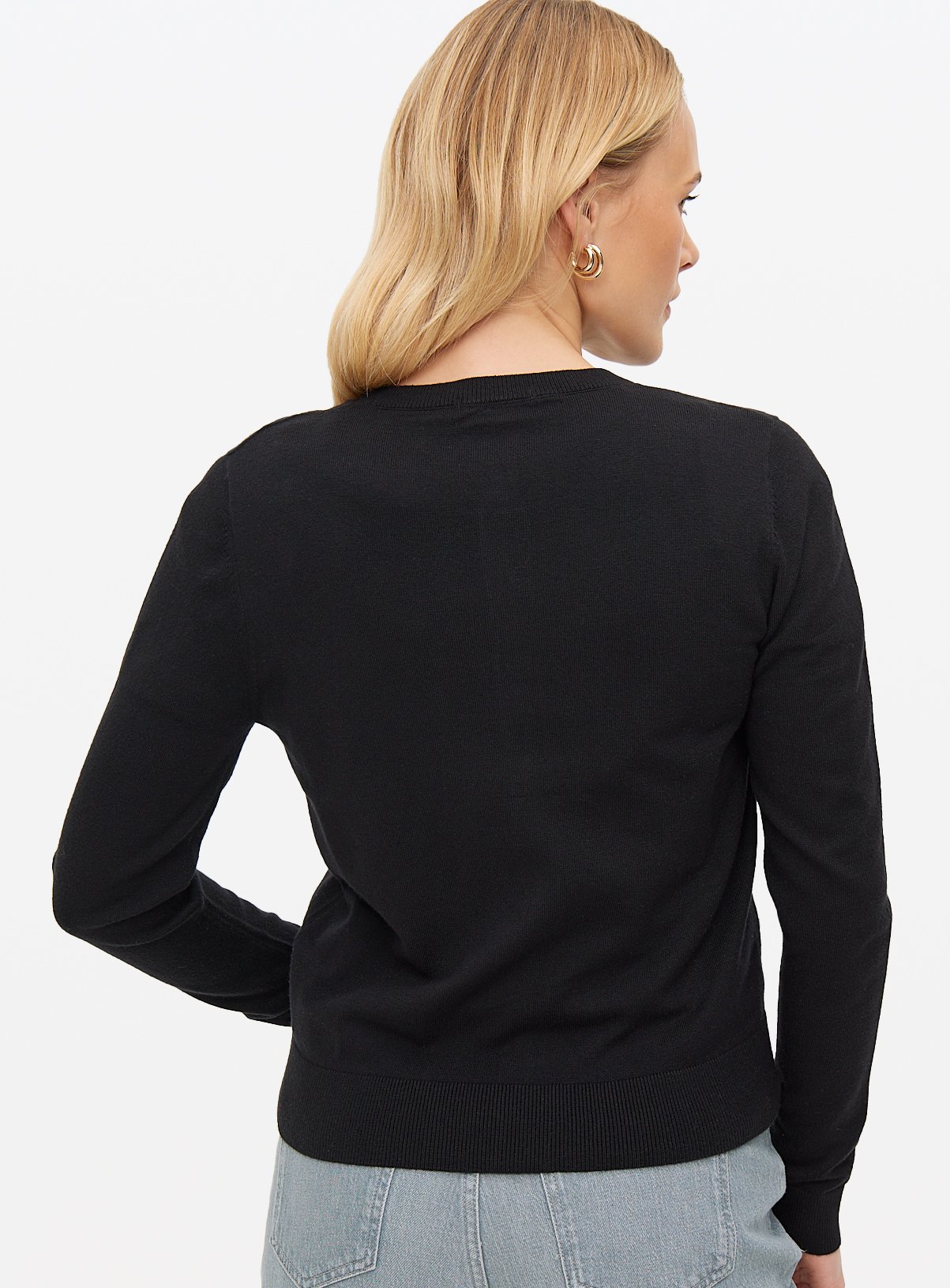 Black Soft Touch Crew Neck Cardigan 18 - Image 4 thumbnail