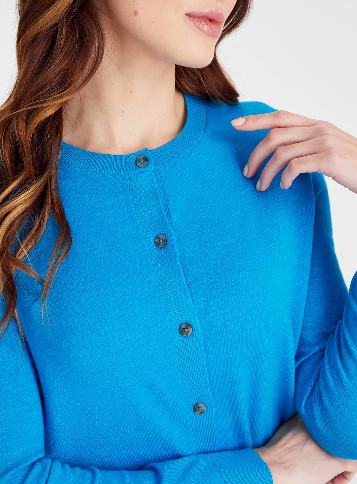 Blue Soft Touch Crew Neck Cardigan 16 - Image 3