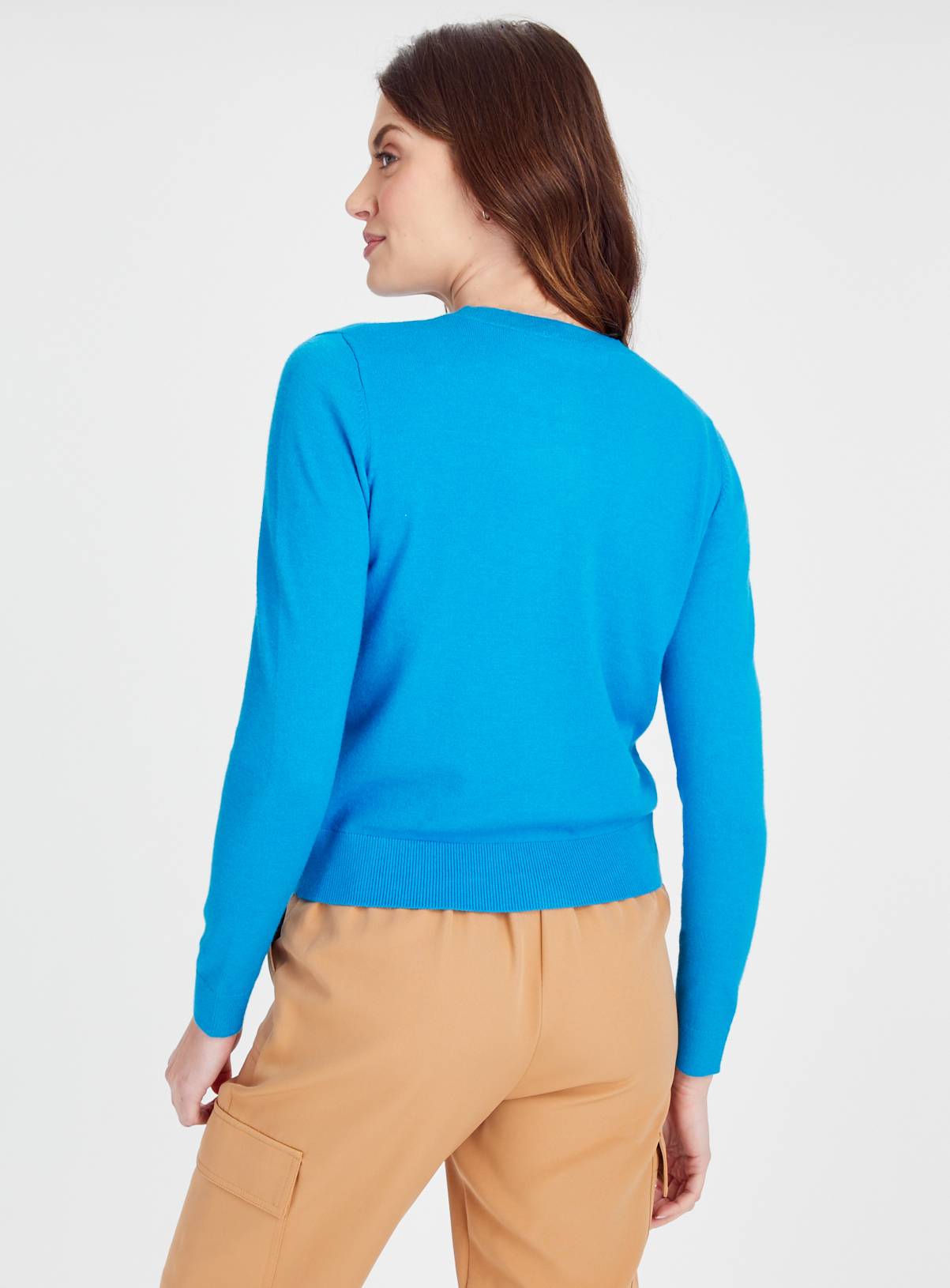 Blue Soft Touch Crew Neck Cardigan 16 - Image 4