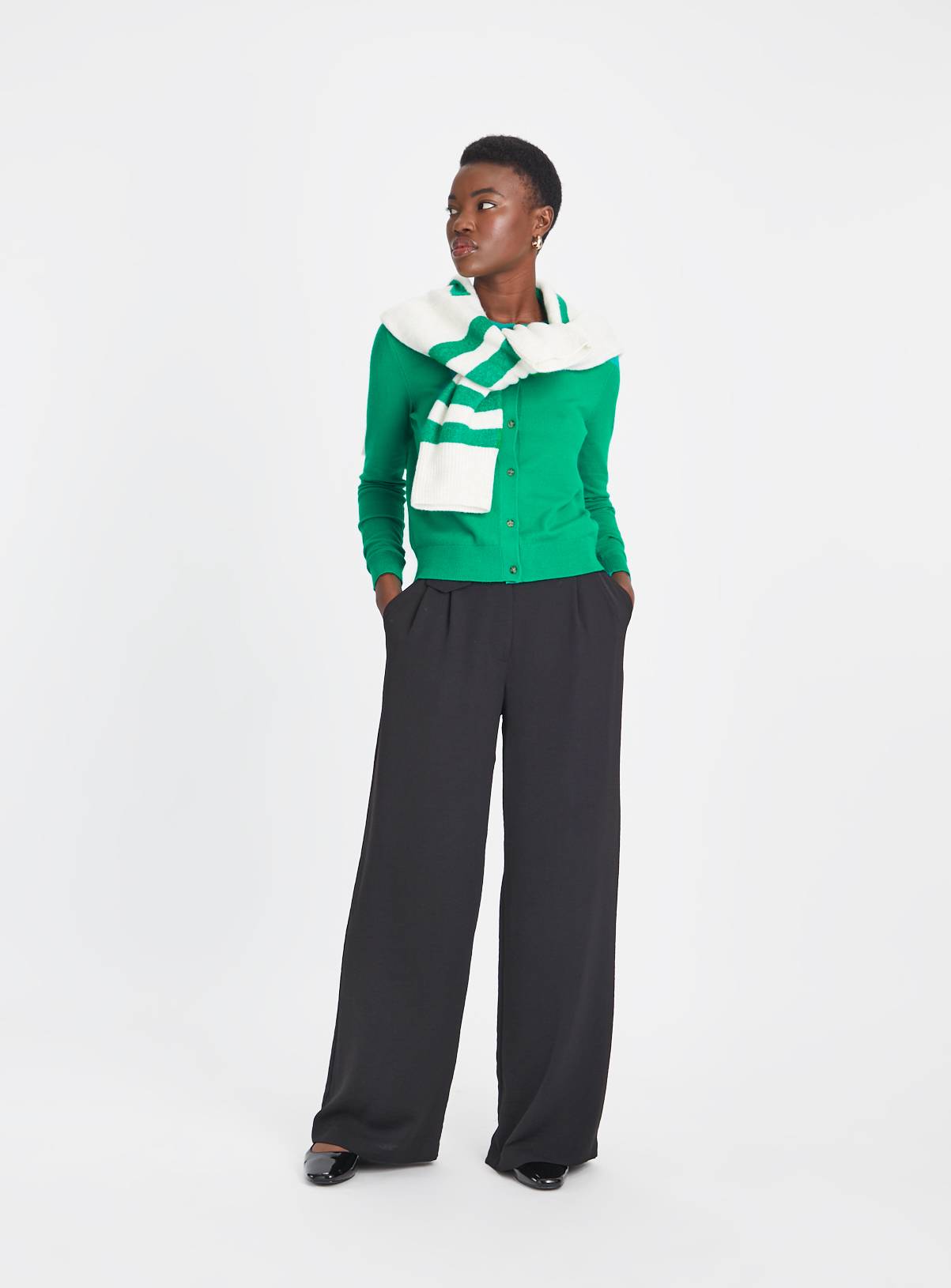 Green Soft Touch Crew Neck Cardigan 18 - Image 2
