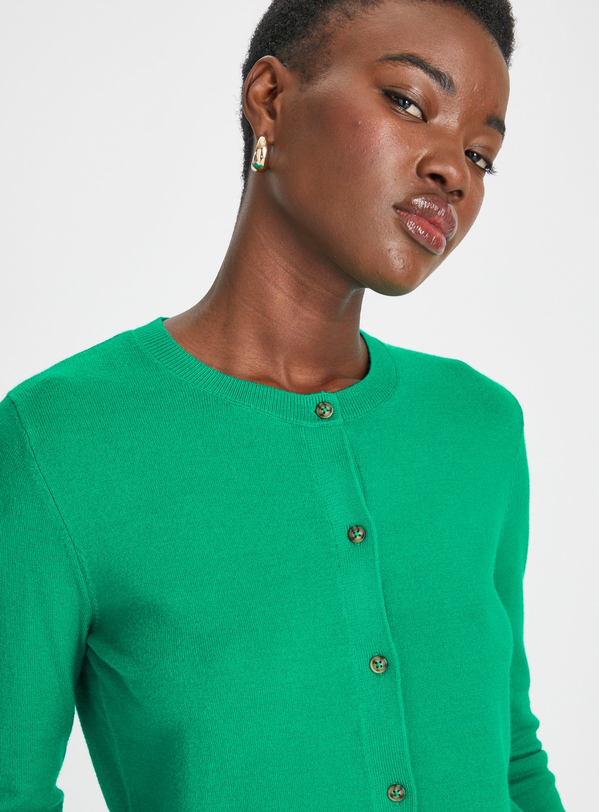 Green Soft Touch Crew Neck Cardigan 18 - Image 3 thumbnail