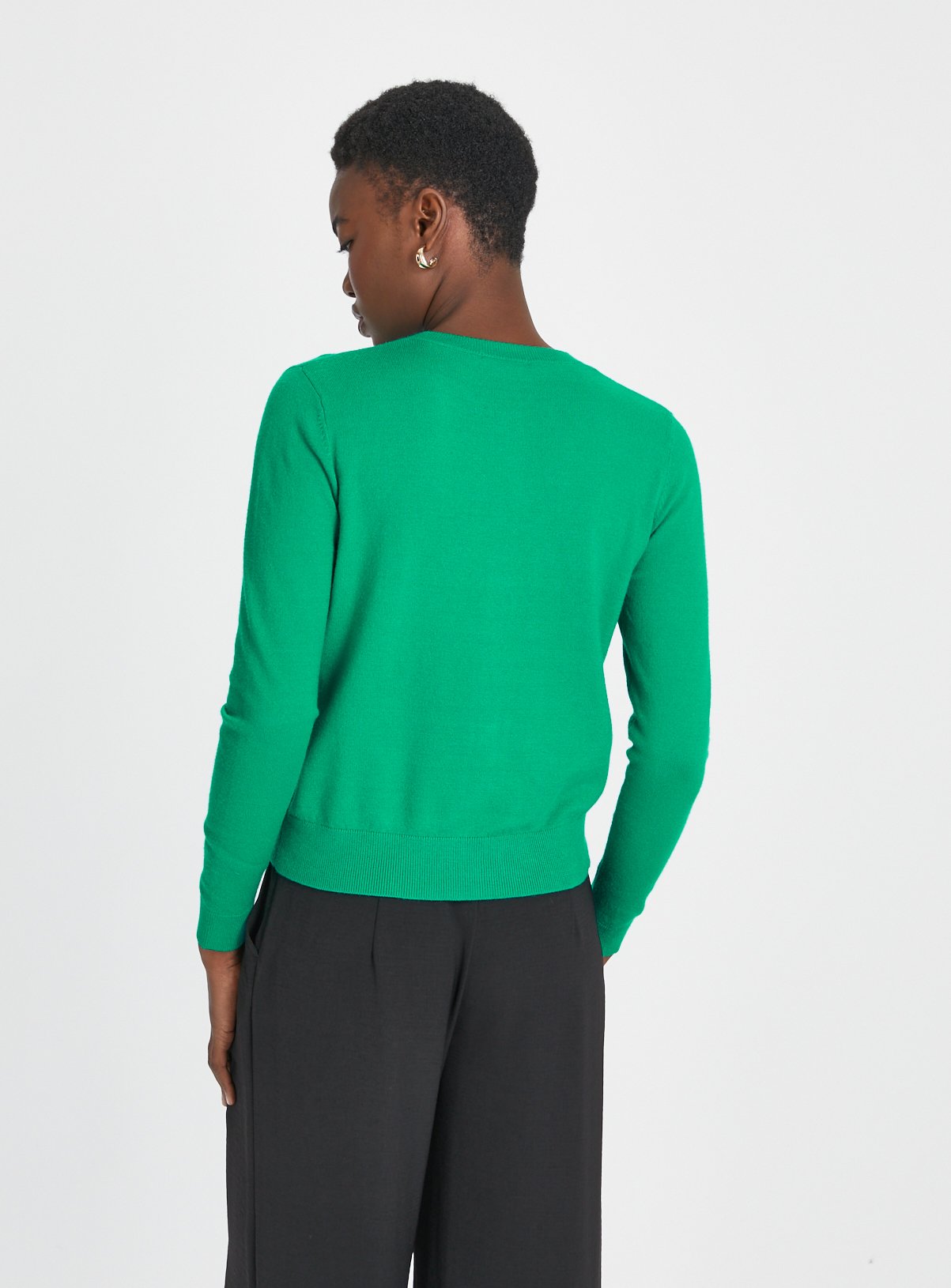 Green Soft Touch Crew Neck Cardigan 18 - Image 4 thumbnail