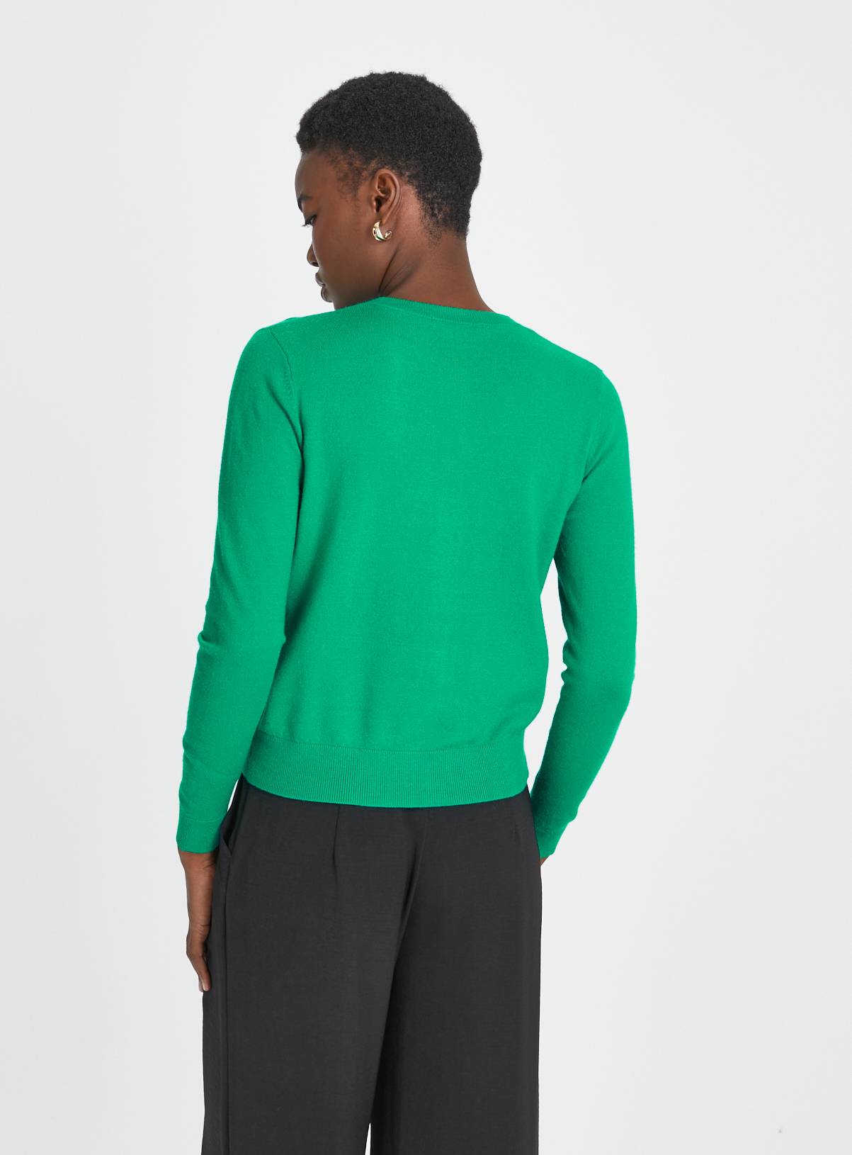 Green Soft Touch Crew Neck Cardigan 18 - Image 4