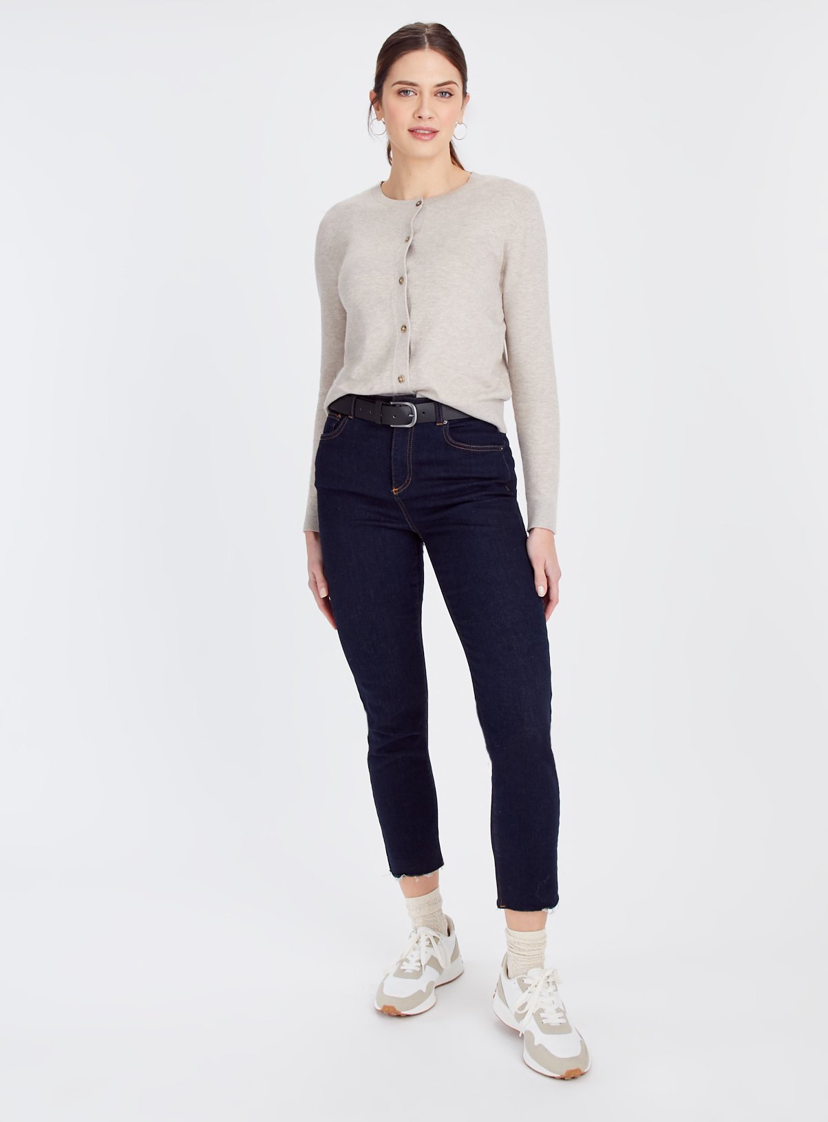 Oatmeal Soft Touch Crew Neck Cardigan 24 - Image 2 thumbnail