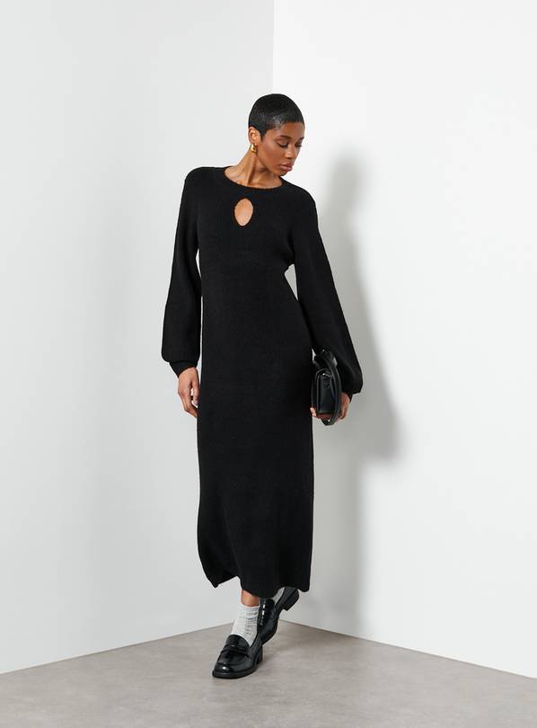 For All the Love Black Keyhole Knit Midaxi Dress 10