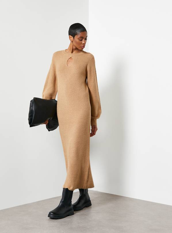 For All the Love Camel Keyhole Knit Midaxi Dress 10
