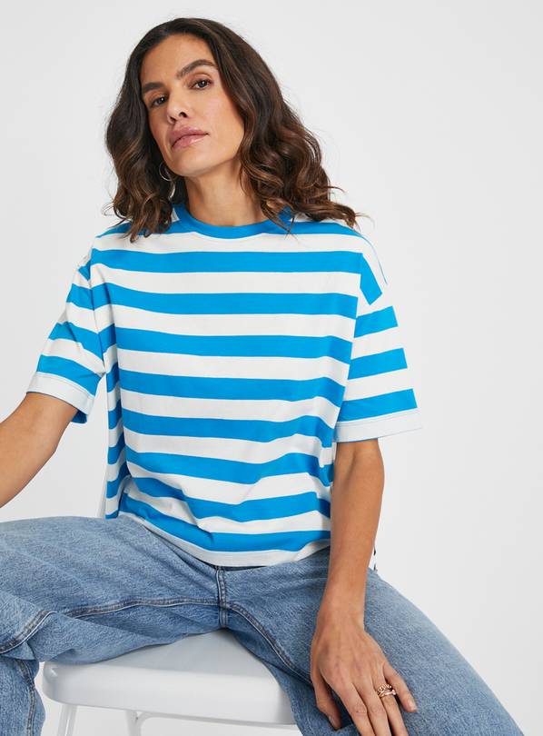 Blue Wide Stripe Boxy T-Shirt  16