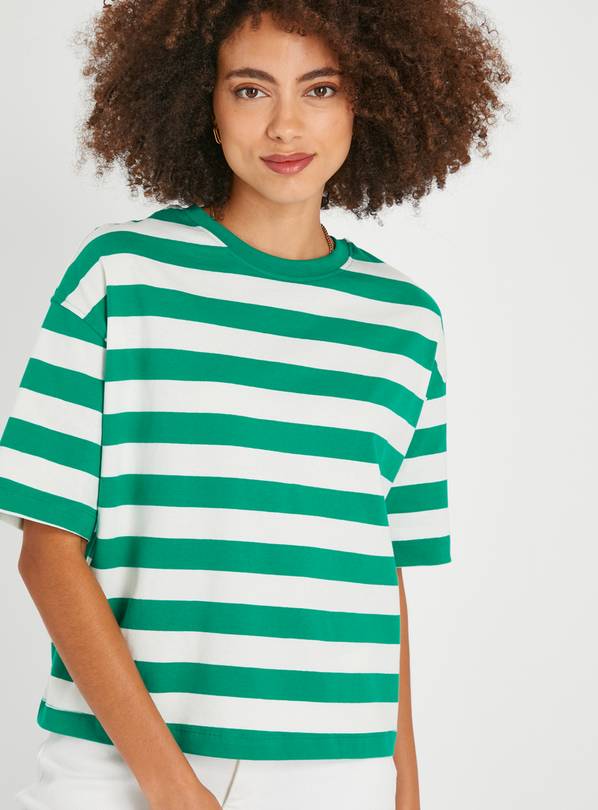 Green Wide Stripe Boxy T-Shirt  14
