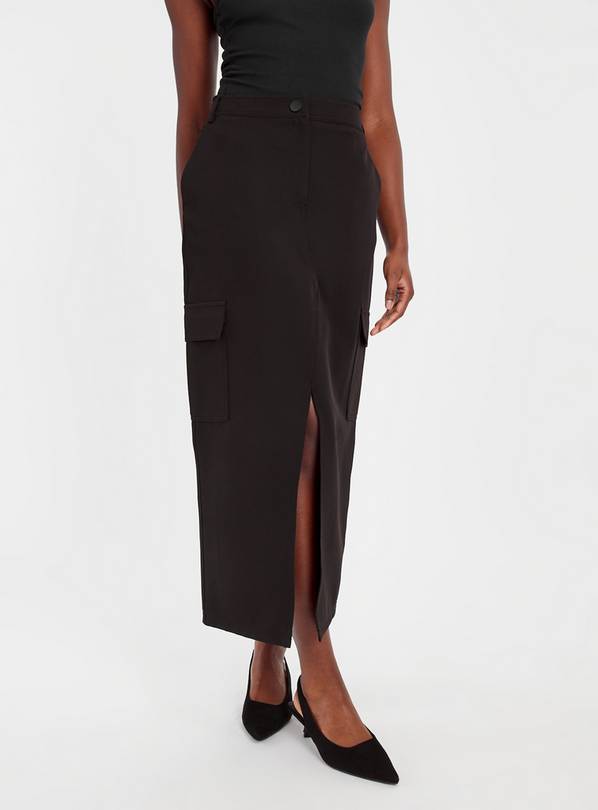 Black Cargo Coord Column Midi Skirt 10