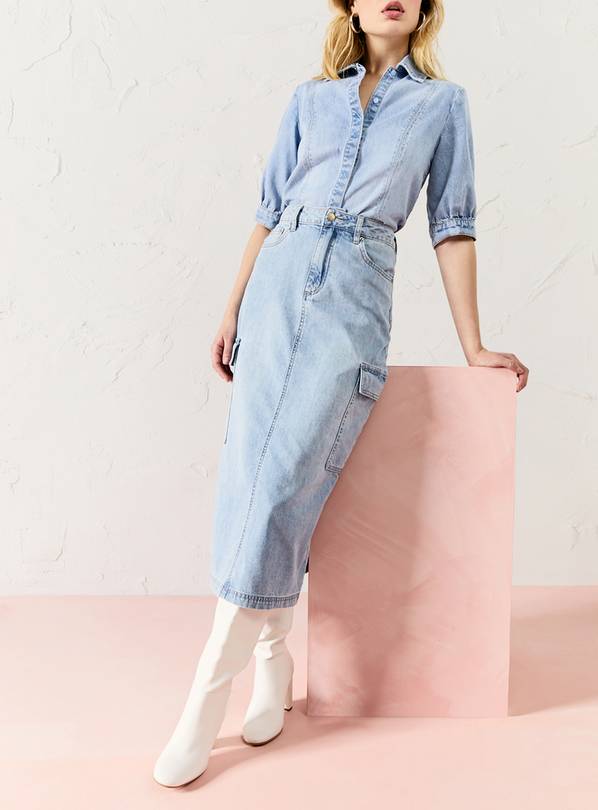 Light blue overall clearance skirt