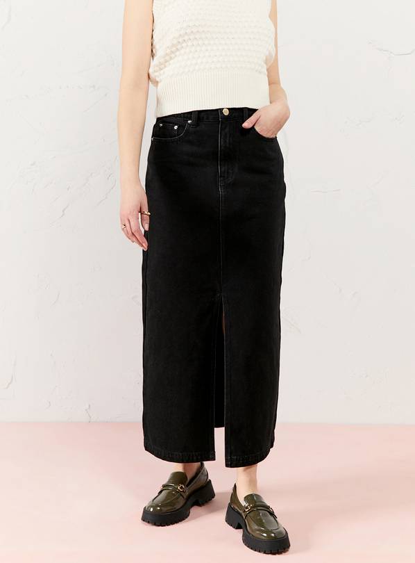 EVERBELLE Black Denim Midaxi Skirt 10