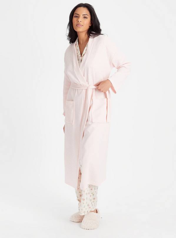 Pink Waffle Dressing Gown S