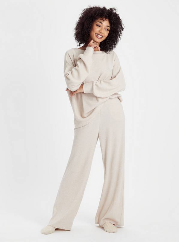 Women's Luxe Wide Leg PJ Bottoms (Neutral Oatmeal)