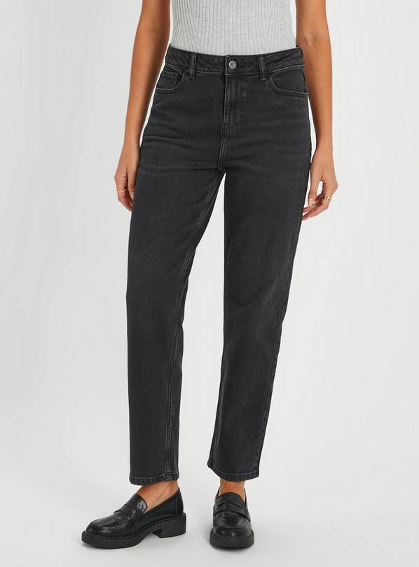 Black Relaxed Straight Leg Jeans  8R