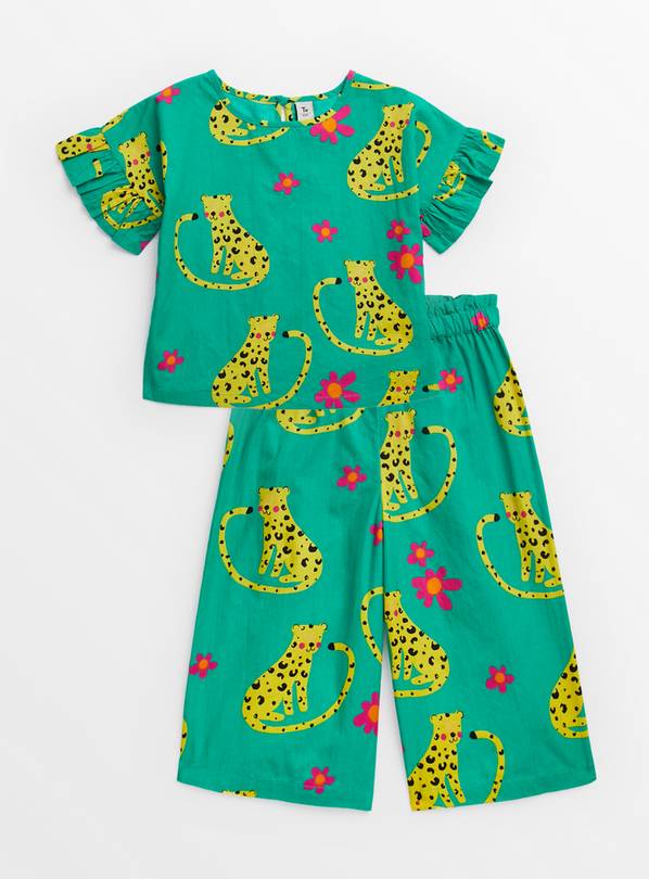 Bright Green Animal Print Top & Culottes Set 1-2 years