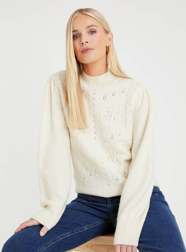 High neck cable sale knit sweater