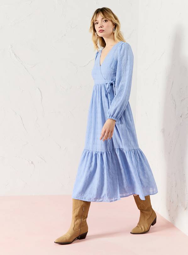 EVERBELLE Woven Check Wrap Midi Dress 16