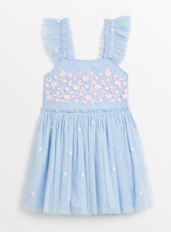 Blue Embroidered Tulle Dress 2-3 years