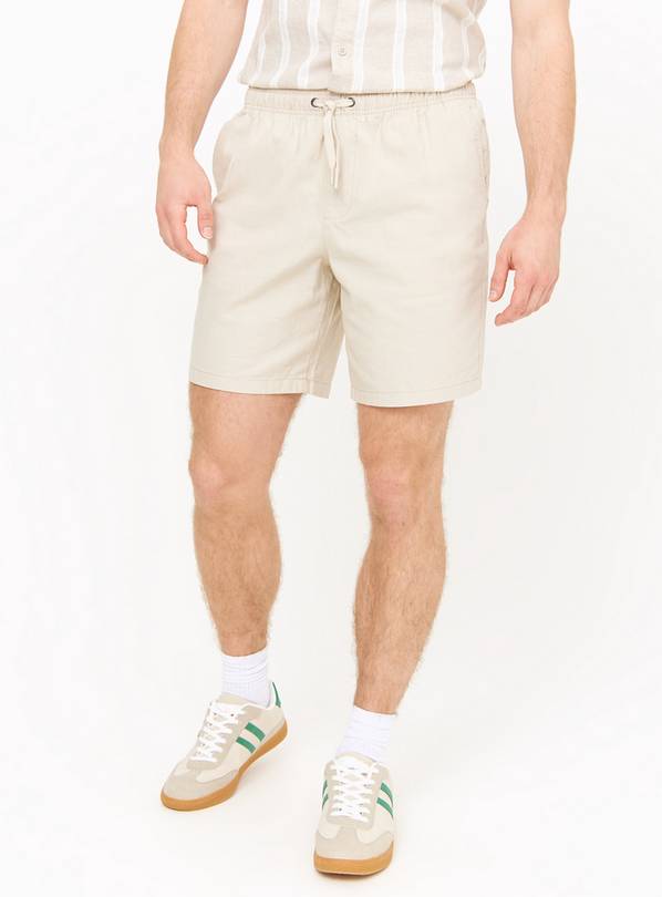 Cream Pull-On Cotton Shorts 30