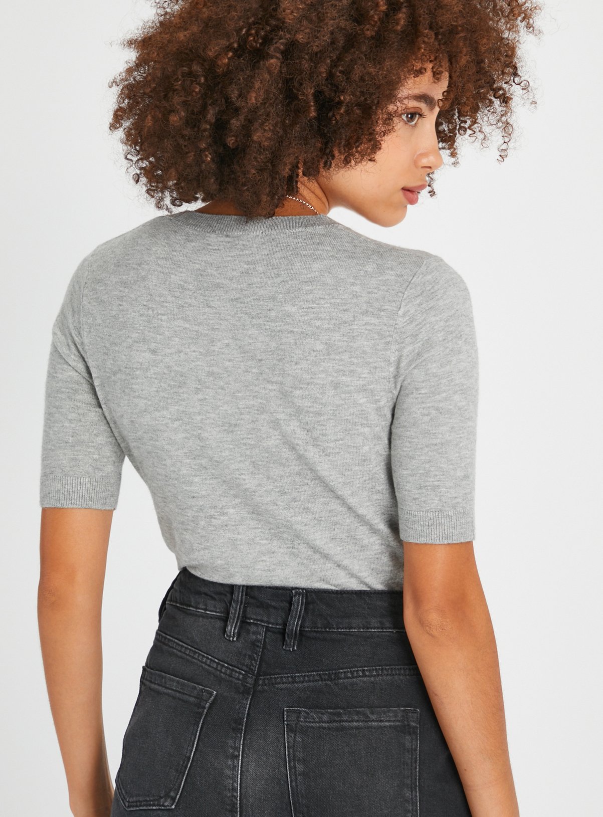 Grey Soft Touch Short Sleeve Jumper 14 - Image 4 thumbnail