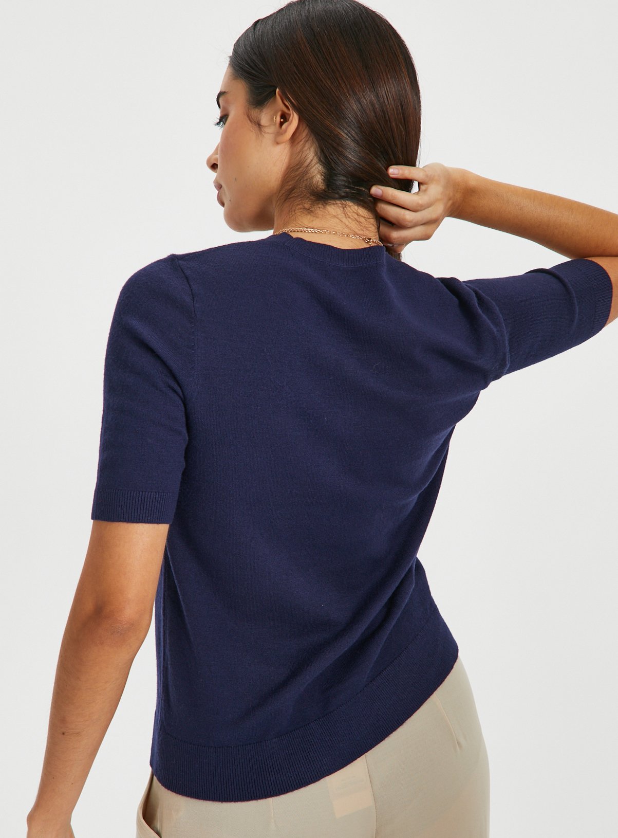 Navy Soft Touch Short Sleeve Jumper 10 - Image 4 thumbnail