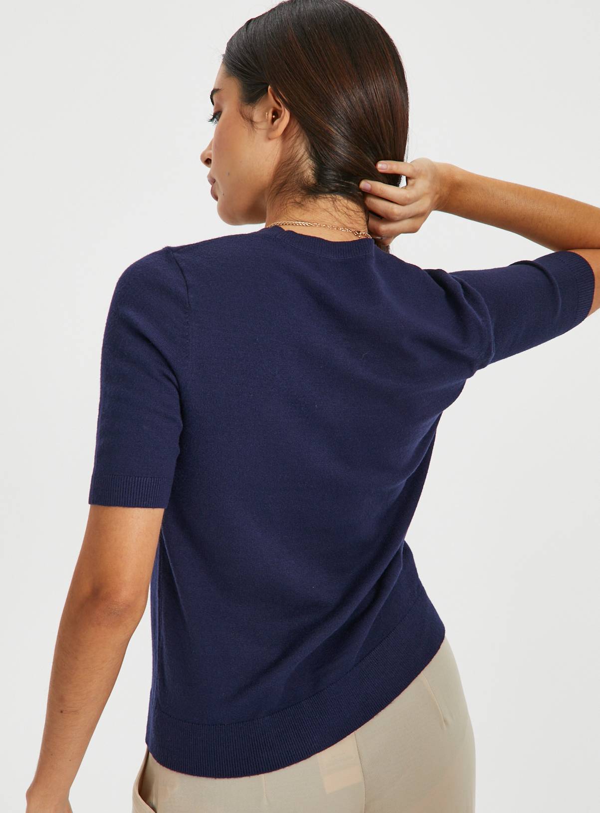 Navy Soft Touch Short Sleeve Jumper 10 - Image 4