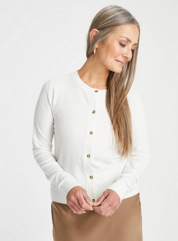 Cream Soft Touch Crew Neck Cardigan 24