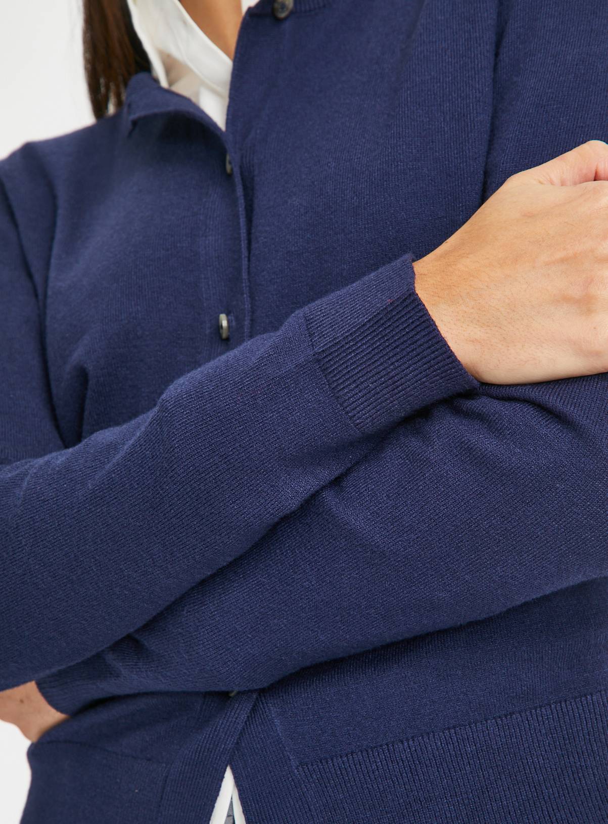 Navy Soft Touch Crew Neck Cardigan 16 - Image 3