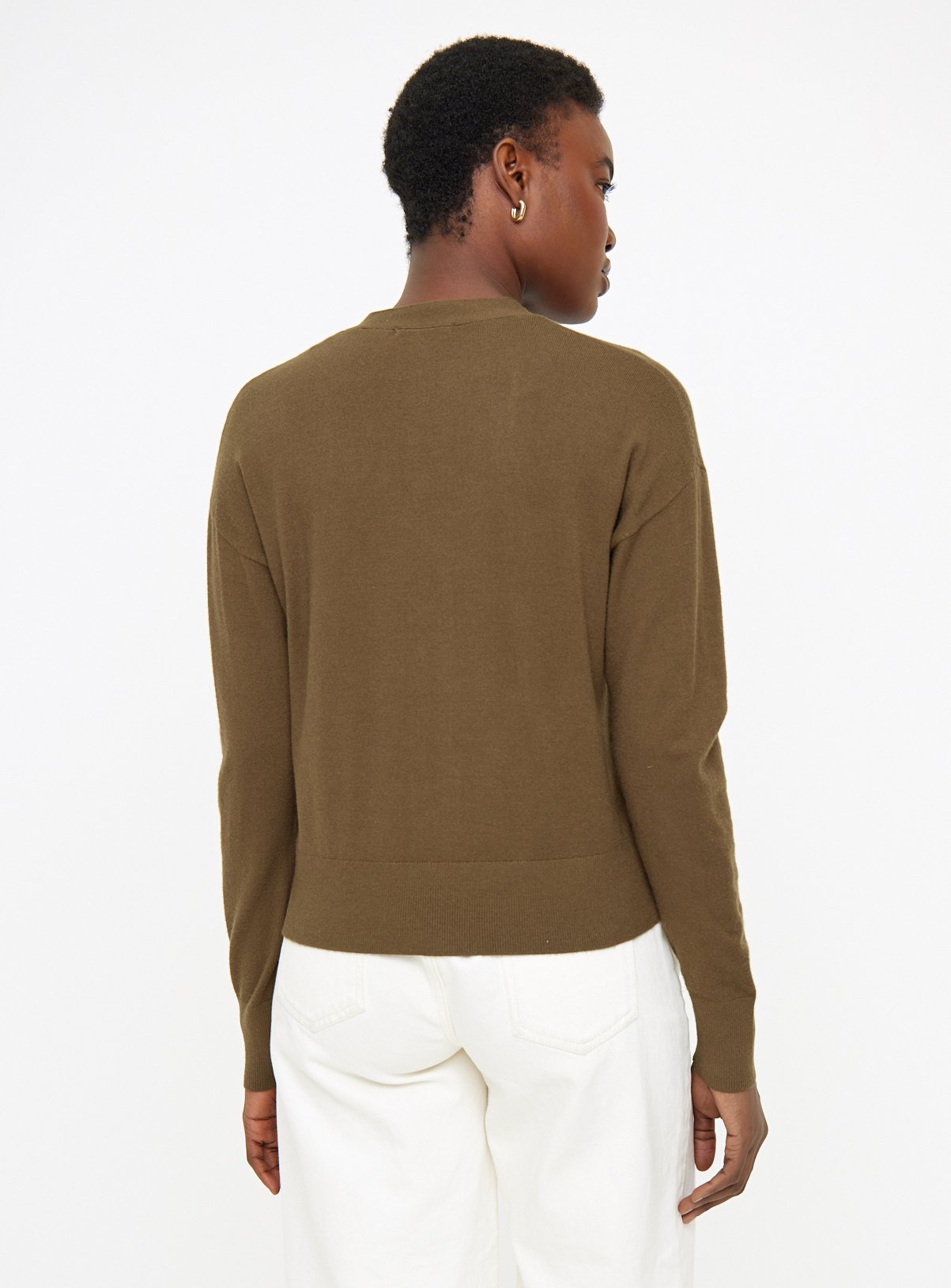 Khaki Soft Touch Cropped Cardigan 10 - Image 4 thumbnail