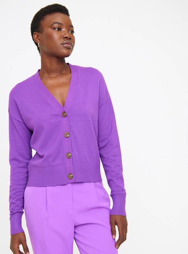 Purple Soft Touch Cropped Cardigan 8
