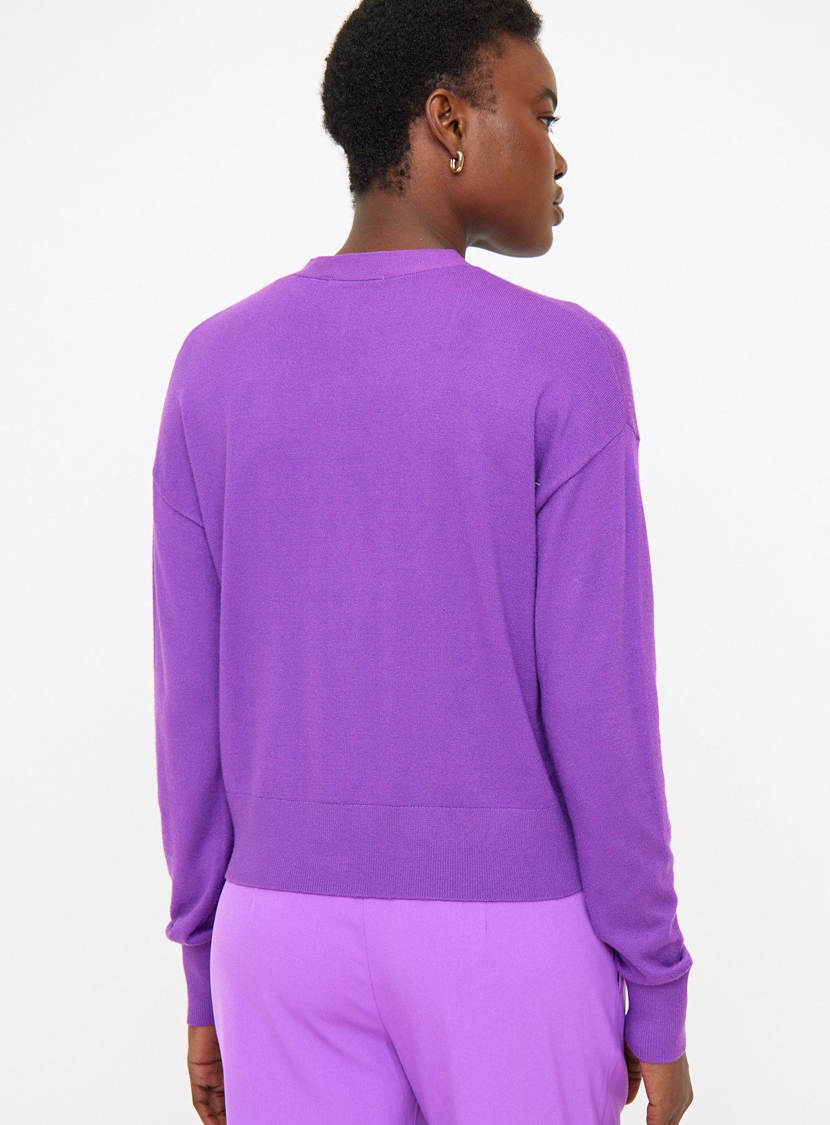 Purple Soft Touch Cropped Cardigan 24 - Image 4 thumbnail