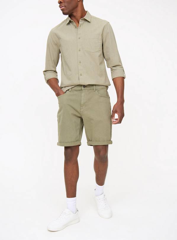 Khaki denim best sale shorts mens