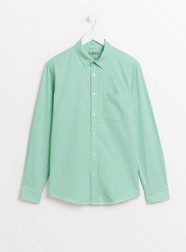 Green Gingham Slim Fit Oxford Shirt L