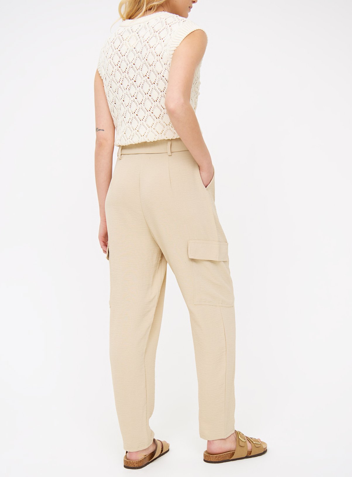 Stone Belted Tapered Utility Trousers 16 - Image 4 thumbnail