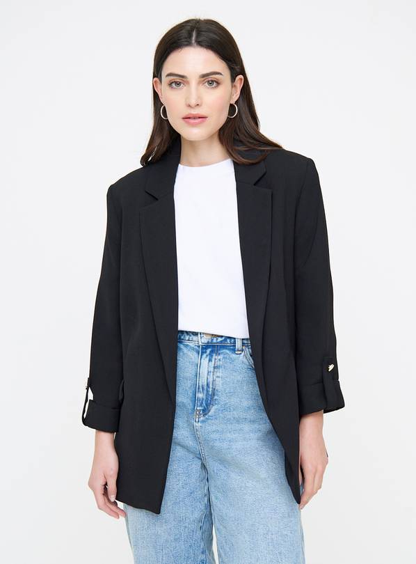 Black Relaxed Turn Up Sleeve Blazer  20