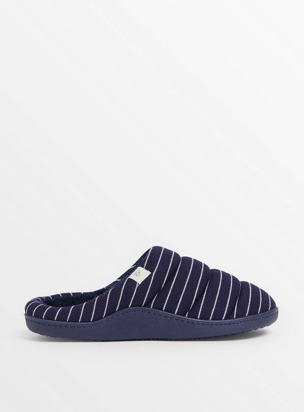 Navy Stripe Padded Mule Slippers M