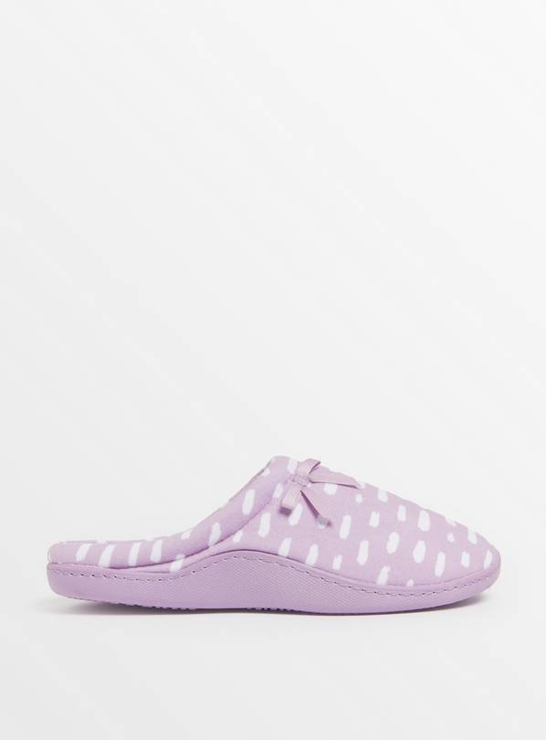 Lilac Stroke Print Padded Mule Slippers M