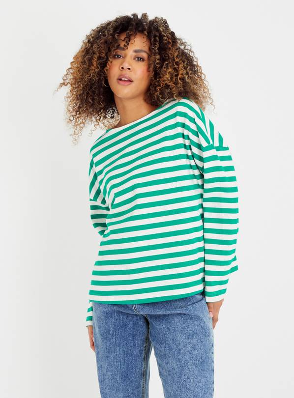 Green Stripe Oversized Long Sleeve Top 16