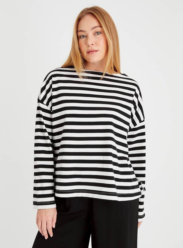 Buy Mono Stripe Oversized Long Sleeve Top 16 | T-shirts | Argos