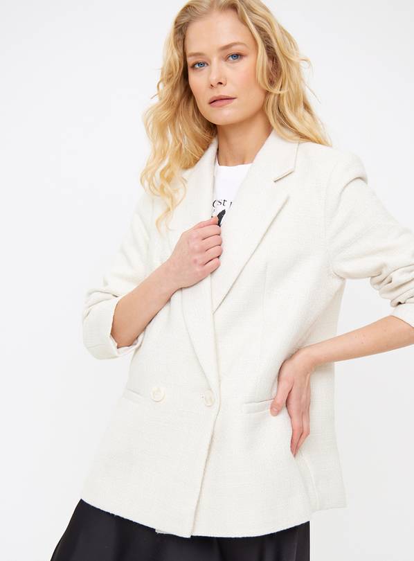 Ivory Relaxed Fit Boucle Blazer 8