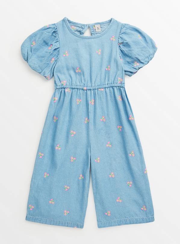 Bloom Embroidered Denim Culotte Jumpsuit 5-6 years