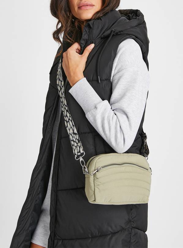 Khaki Cross Body Quilted Bag One Size