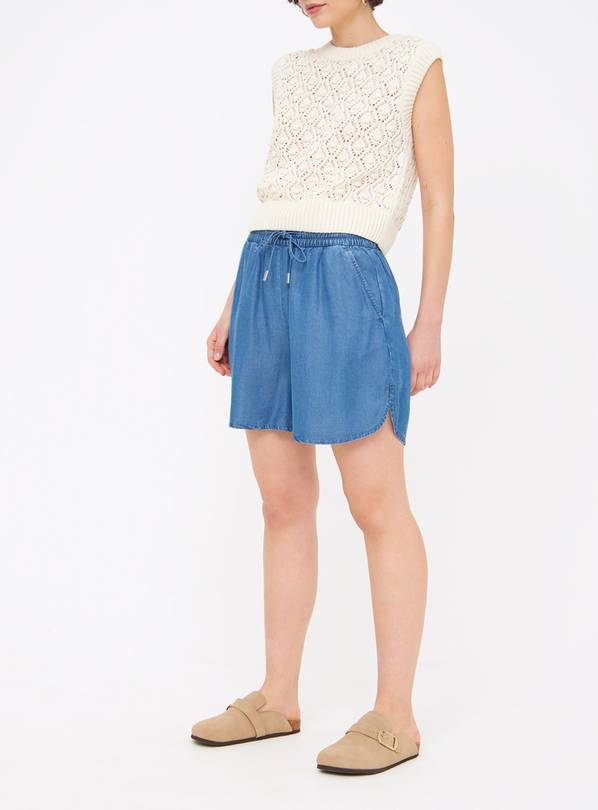 Denim Blue TENCEL&trade; Lyocel Pull On Shorts 10