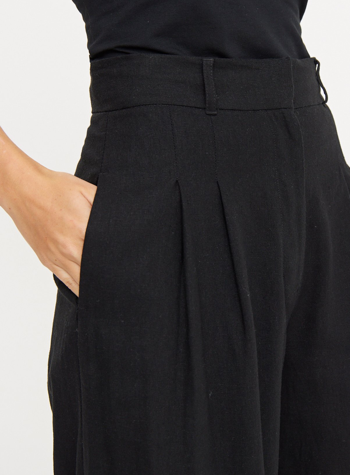 Black Ultra Wide Leg Linen Trousers 18R - Image 3 thumbnail