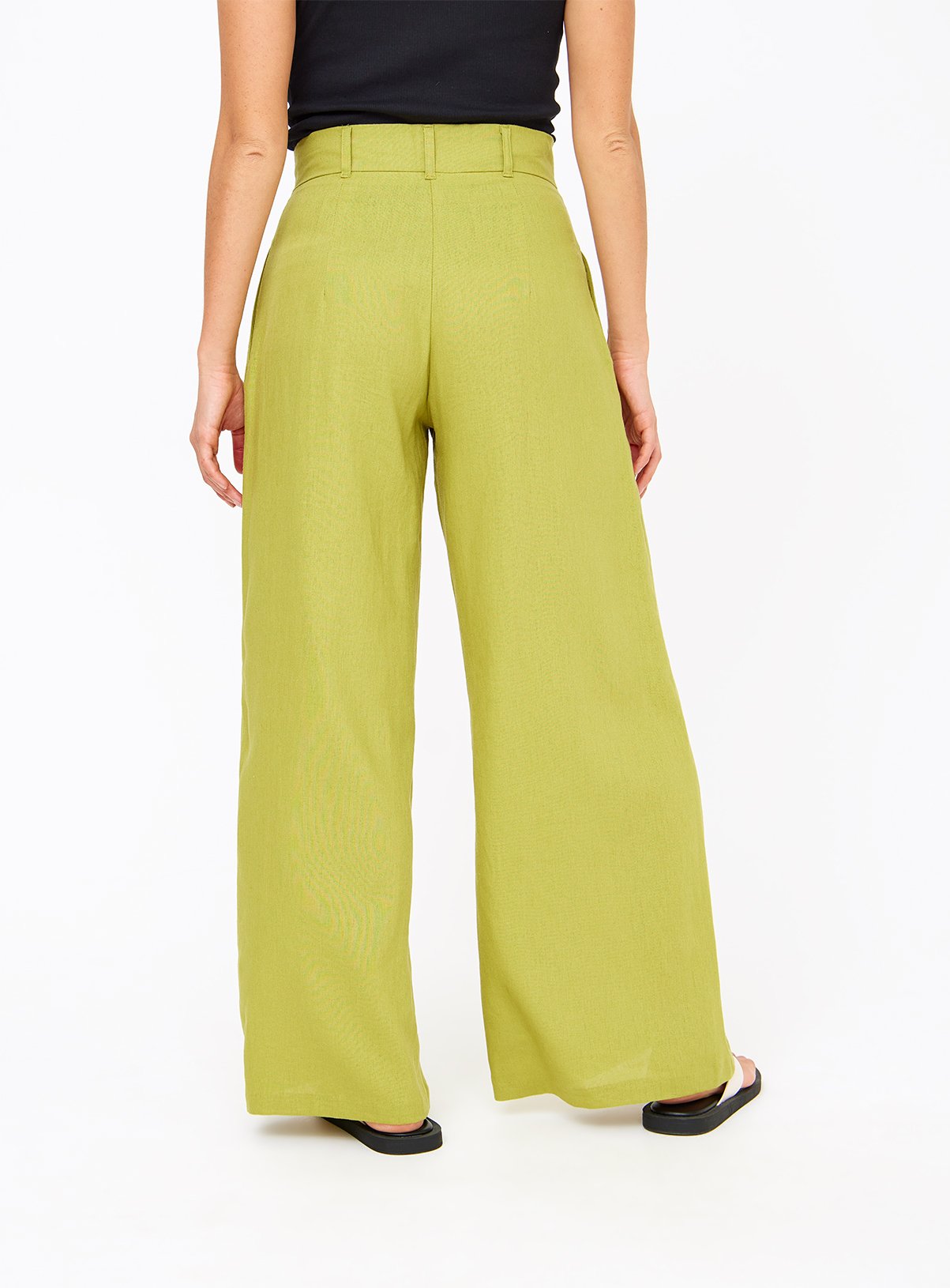 Pear Ultra Wide Leg Linen Trousers  18L - Image 5 thumbnail