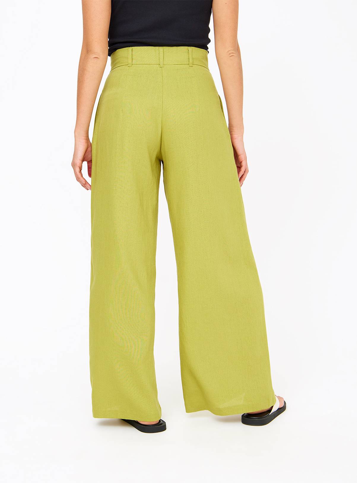 Pear Ultra Wide Leg Linen Trousers  18L - Image 5